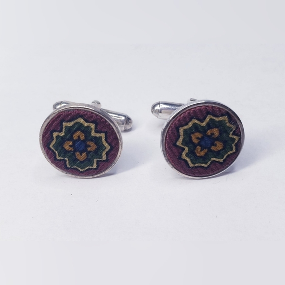 Hand Embroidered Vintage Cufflinks OOAK - Picture 2 of 4